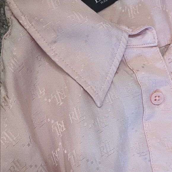 Lauren Ralph Lauren Light Pink Logo Button Down Belted Shirt Dress Maxi Size 8 - Picture 11 of 11